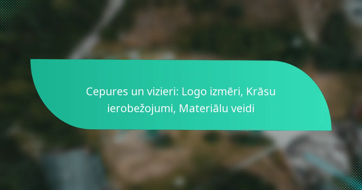 Cepures un vizieri: Logo izmēri, Krāsu ierobežojumi, Materiālu veidi