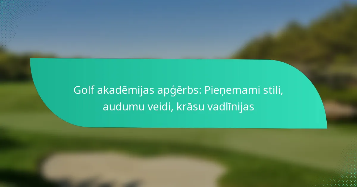 Golf akadēmijas apģērbs: Pieņemami stili, audumu veidi, krāsu vadlīnijas
