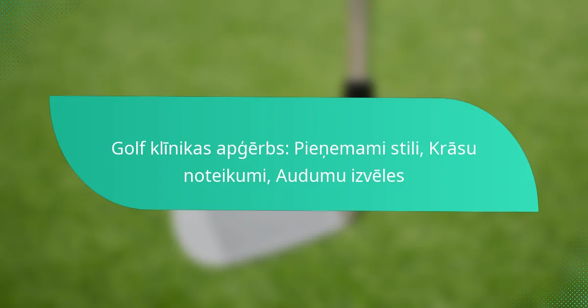 Golf klīnikas apģērbs: Pieņemami stili, Krāsu noteikumi, Audumu izvēles