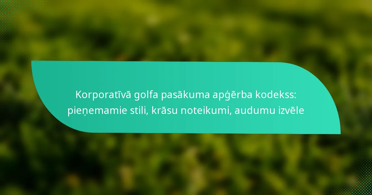 Korporatīvā golfa pasākuma apģērba kodekss: pieņemamie stili, krāsu noteikumi, audumu izvēle