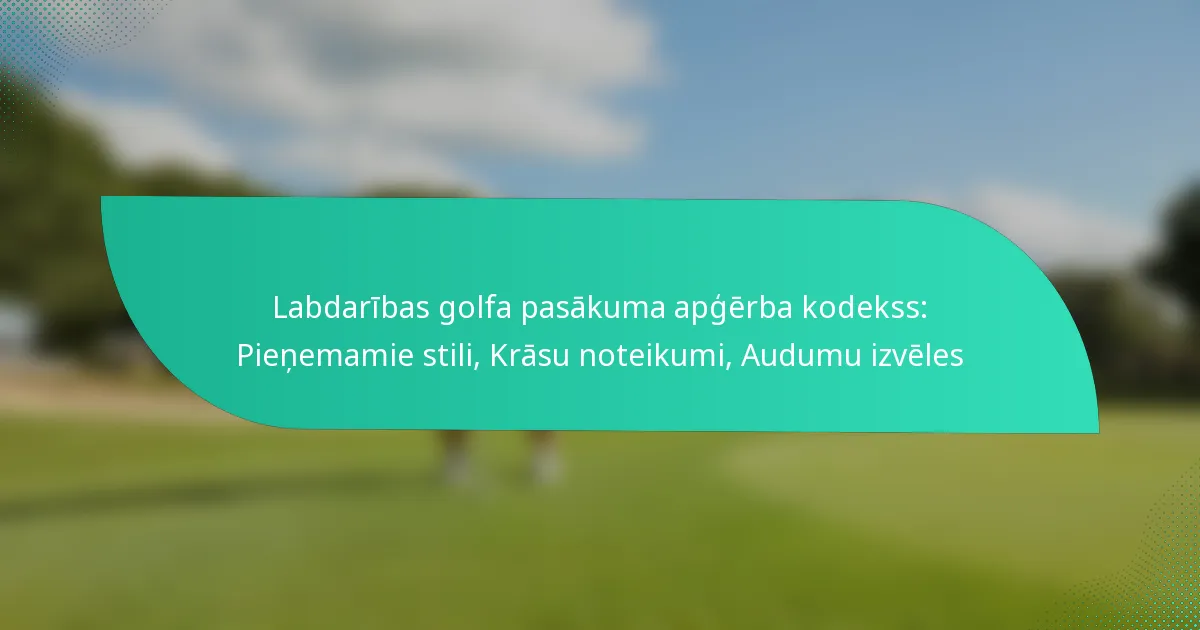 Labdarības golfa pasākuma apģērba kodekss: Pieņemamie stili, Krāsu noteikumi, Audumu izvēles
