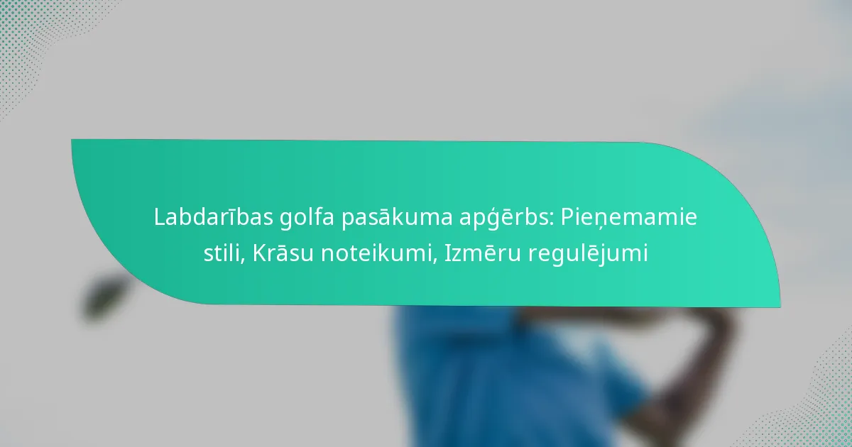 Labdarības golfa pasākuma apģērbs: Pieņemamie stili, Krāsu noteikumi, Izmēru regulējumi