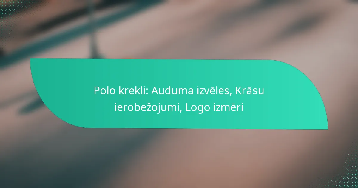 Polo krekli: Auduma izvēles, Krāsu ierobežojumi, Logo izmēri