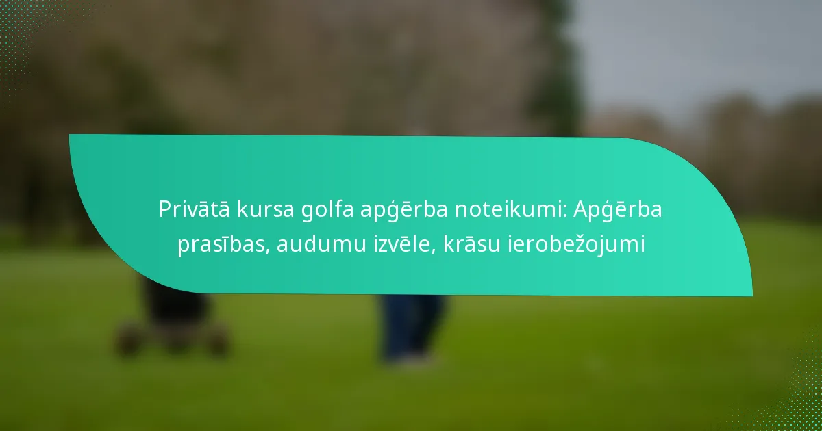 Privātā kursa golfa apģērba noteikumi: Apģērba prasības, audumu izvēle, krāsu ierobežojumi