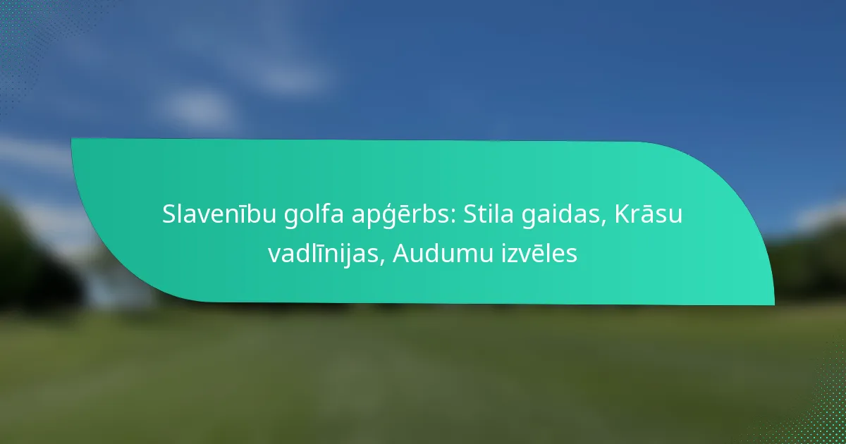 Slavenību golfa apģērbs: Stila gaidas, Krāsu vadlīnijas, Audumu izvēles