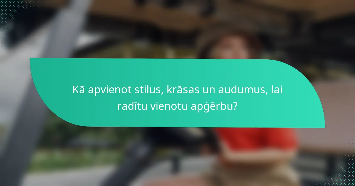 Kā apvienot stilus, krāsas un audumus, lai radītu vienotu apģērbu?