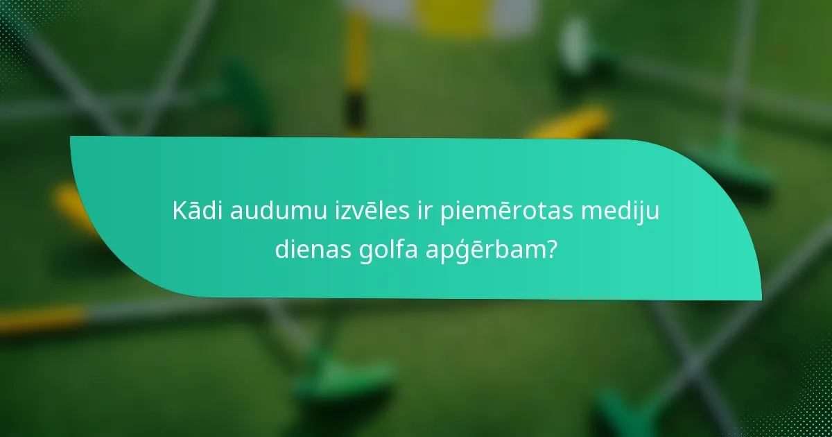Kādi audumu izvēles ir piemērotas mediju dienas golfa apģērbam?