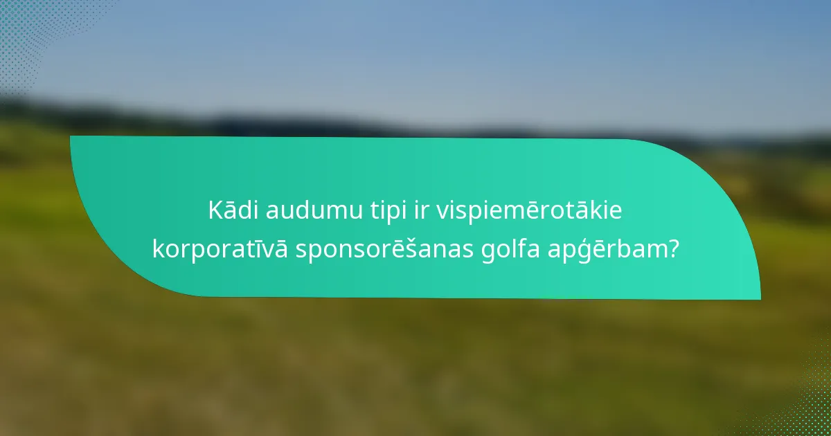 Kādi audumu tipi ir vispiemērotākie korporatīvā sponsorēšanas golfa apģērbam?