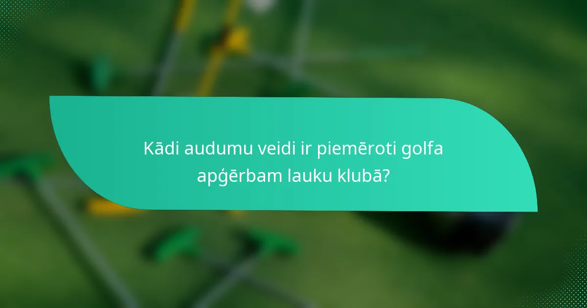 Kādi audumu veidi ir piemēroti golfa apģērbam lauku klubā?