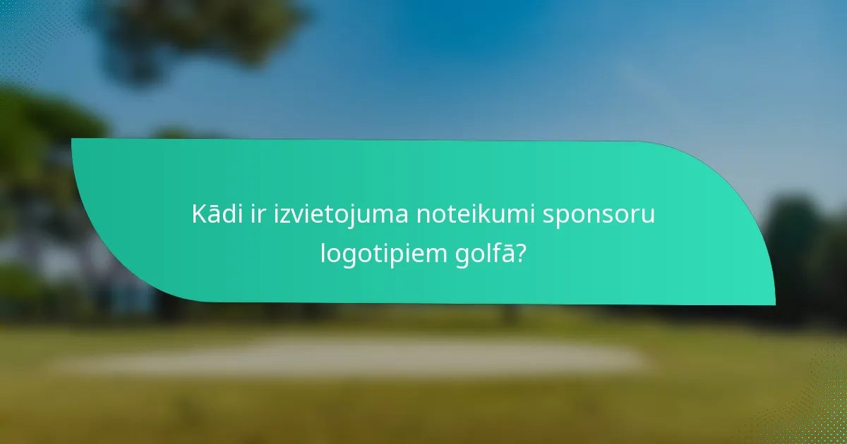 Kādi ir izvietojuma noteikumi sponsoru logotipiem golfā?
