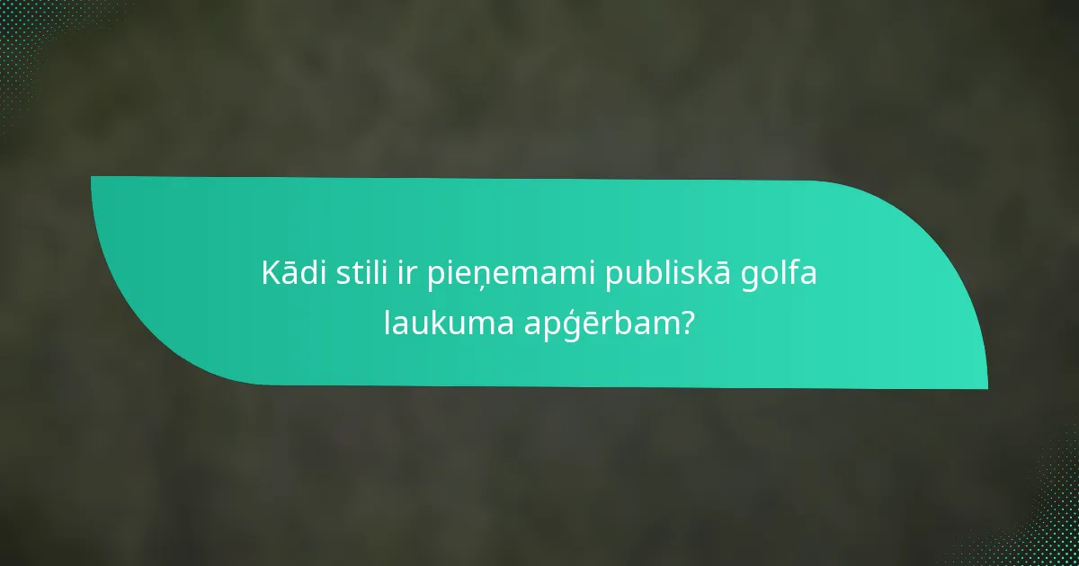 Kādi stili ir pieņemami publiskā golfa laukuma apģērbam?